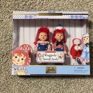 Barbie Collector Edition Raggedy Ann & Andy Dolls with Red and Blue Outfits
